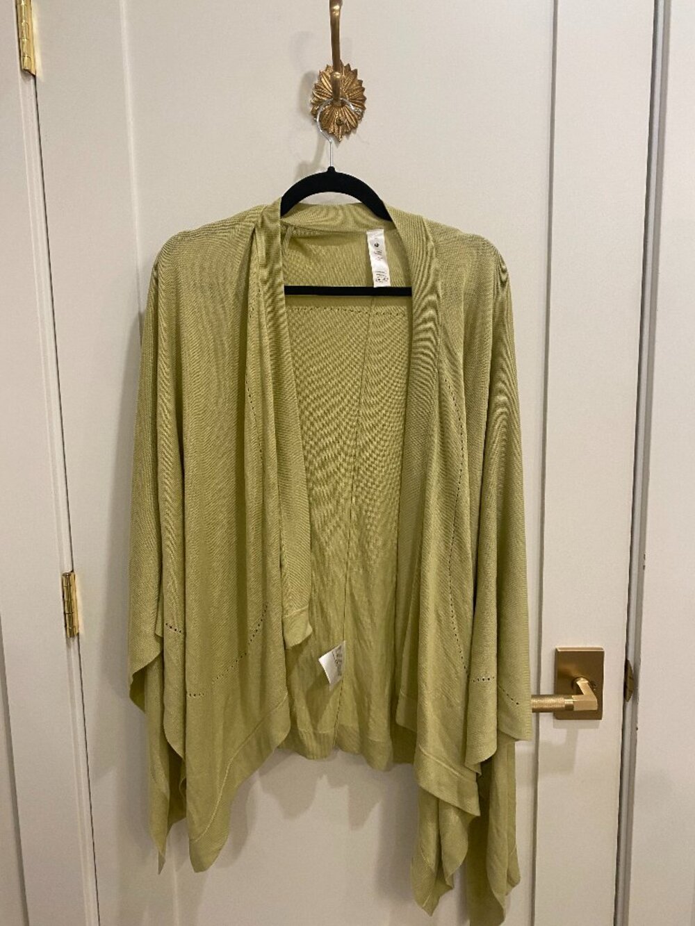Lululemon Open Front Pointelle Knit Wrap Dew Green Chartreuse Silk Blend OS